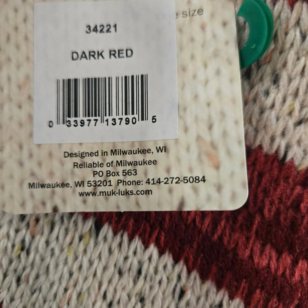 Muk Luks American Flag Infinity Scarf Patriotic Stars Stripes Knit Dark Red - Picture 4 of 8